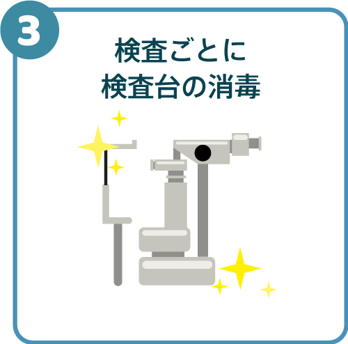 検査ごとに検査台の消毒