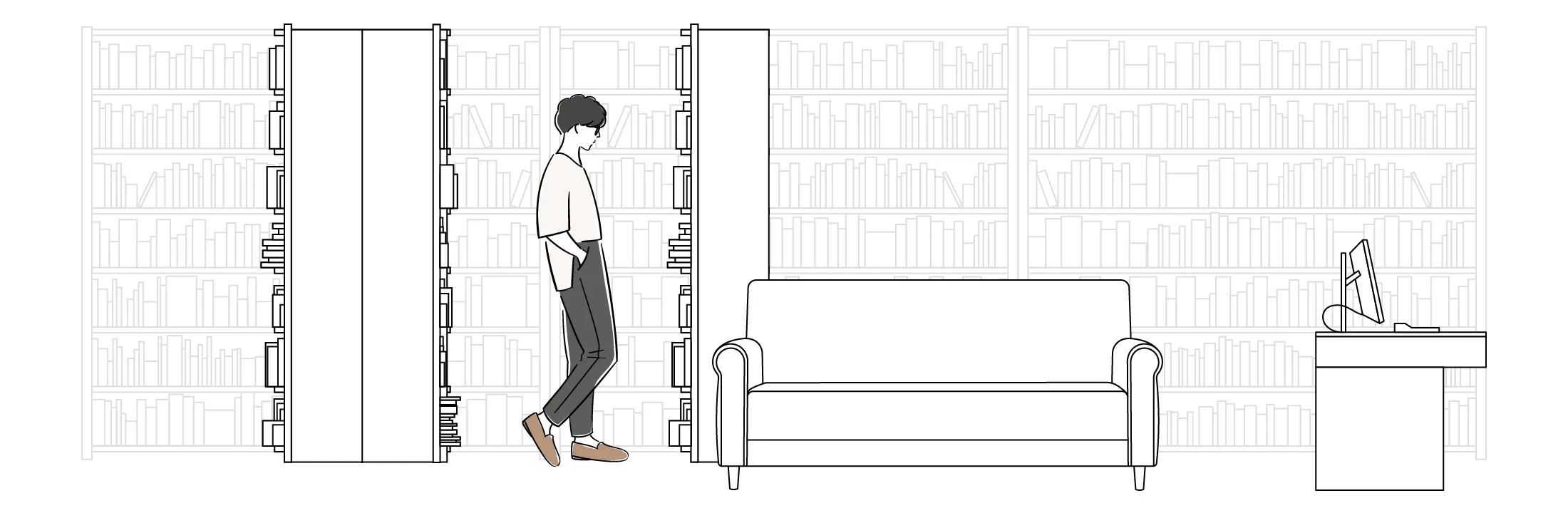 蒸し暑い季節は図書館で快適に読書をしたい軽量で細身のフレーム+くもり止めレンズ