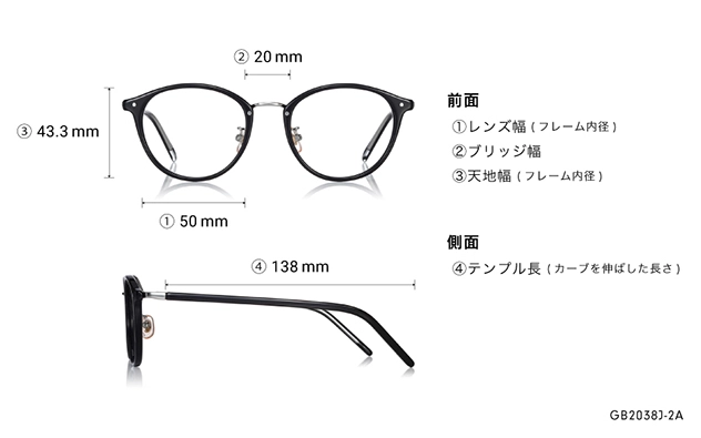 Eyeglasses Graph Belle GB2038J-2A ブラック