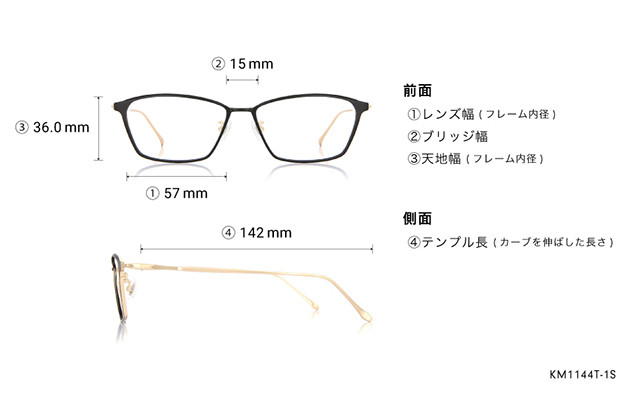 Eyeglasses K.moriyama KM1144T-1S ゴールド